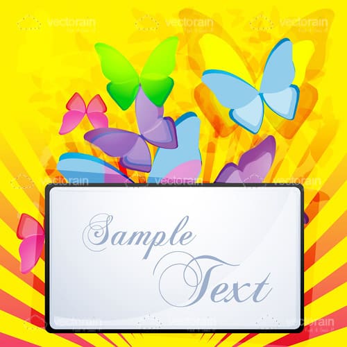 Colourful Abstract Butterflies with Text Frame and Sample Text